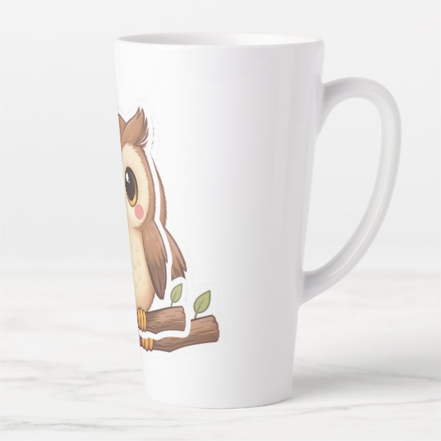 Taza De Café Latte Adorable Kawaii Chibi Owl  (Derecha)