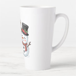 Taza De Café Latte Adorable Reno de Navidad & Muñeco de Nieve