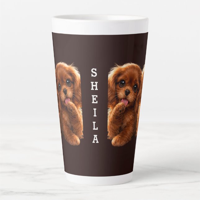 Taza De Café Latte Adorable Ruby Cavalier Spaniel (Anverso)