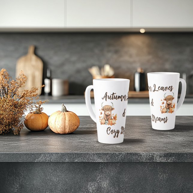 Taza De Café Latte Adorable Vaca Autumn Highland (Subido por el creador)