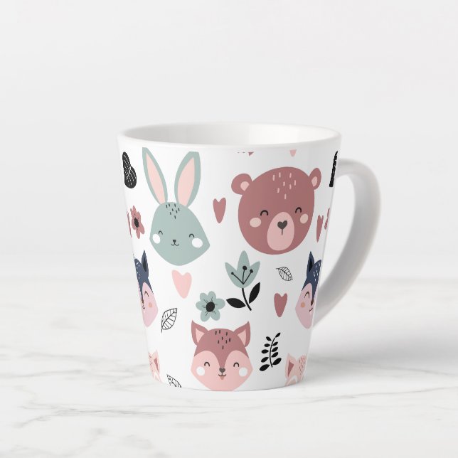Taza De Café Latte Adorable Woodland Creatures With Hearts (Ángulo derecho)