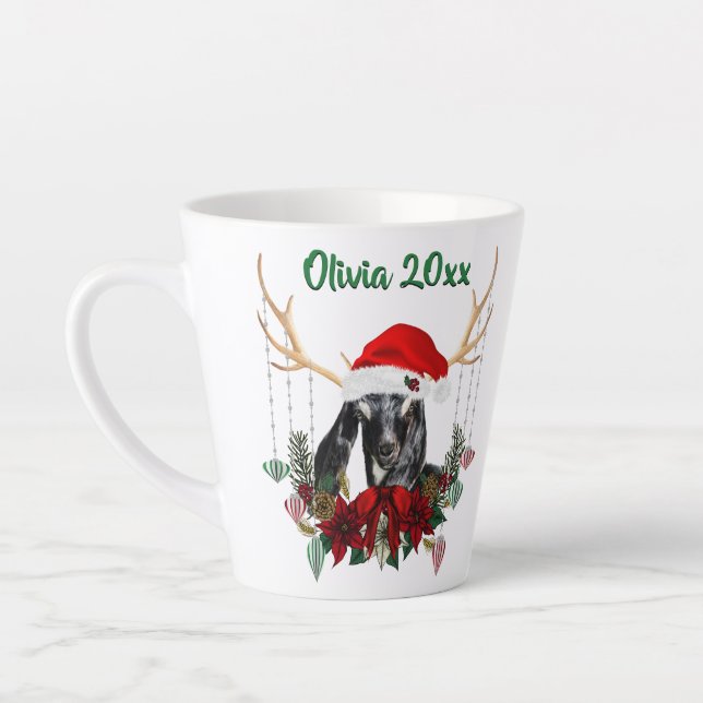 Taza De Café Latte Adorables Navidades Nubian Goat Kid (Izquierda)