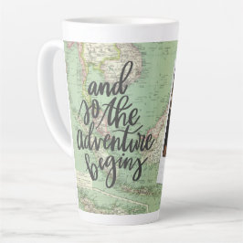 Taza De Café Latte Adventure vintage map elegante foto graduación cof