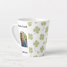 Taza De Café Latte Aesthetic Lucky Charm Four Leaf Clover Custom