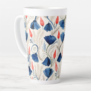 Taza De Café Latte Aesthetic Watercolor Patriotic Wildflowers