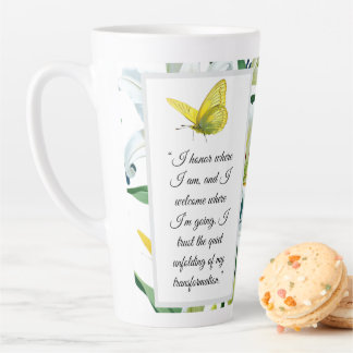 Taza De Café Latte Affirmación Latte Mug Amarilla Mariposa Blanca Lil