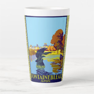 Taza De Café Latte Afiche de viaje francés Fontainebleau Avon