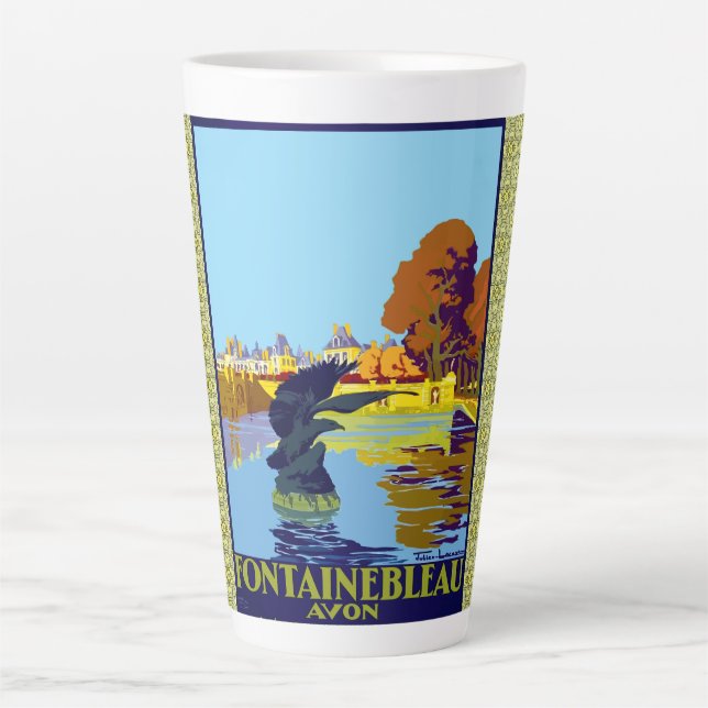 Taza De Café Latte Afiche de viaje francés Fontainebleau Avon (Anverso)
