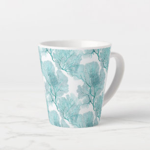 Taza De Café Latte Aficionados al mar de coral azul en la costa
