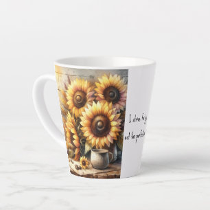 Taza De Café Latte Afirmación positiva Girasoles Arte Acuarela