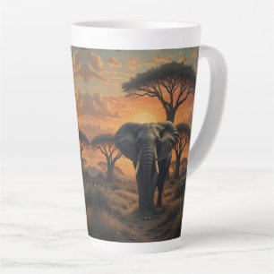 Taza De Café Latte African Elephant Sunset Wildlife Art