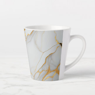 Taza De Café Latte Agante de mármol blanco y Relieve metalizado dorad