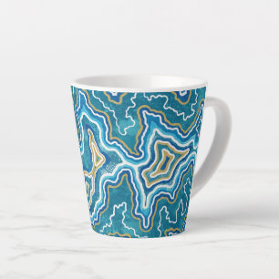 Taza De Café Latte Agato gráfico de oro azul
