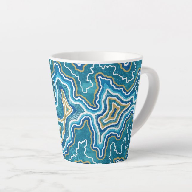 Taza De Café Latte Agato gráfico de oro azul (Ángulo derecho)