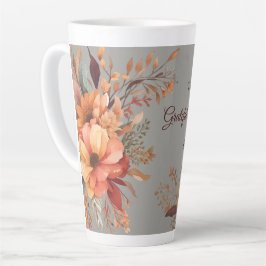 Taza De Café Latte Agradecido agradecido bendito Floral Día de Acción