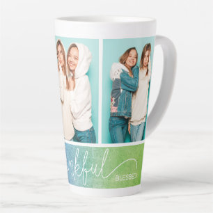 Taza De Café Latte Agradecido Agradecimiento Bendecido Moderno Tres F