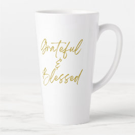Taza De Café Latte Agradecido y bendecido Tall Latte Mug
