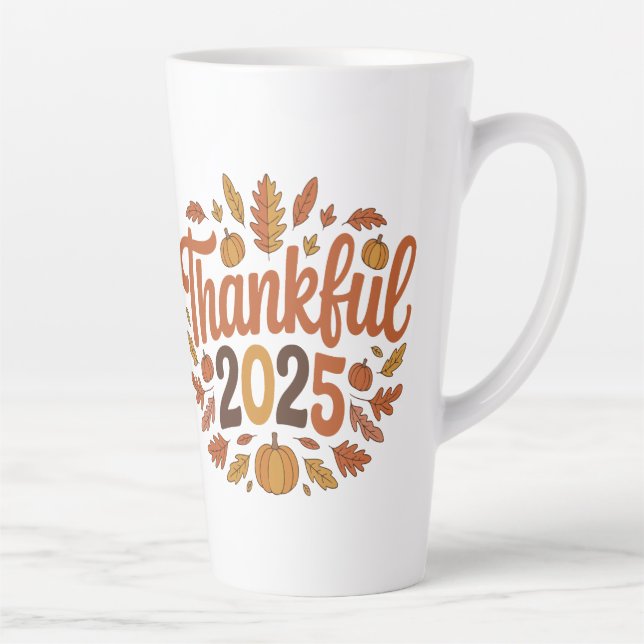Taza De Café Latte Agradecimiento 2025 Agosto Calabaza de Acción de G (Derecha)