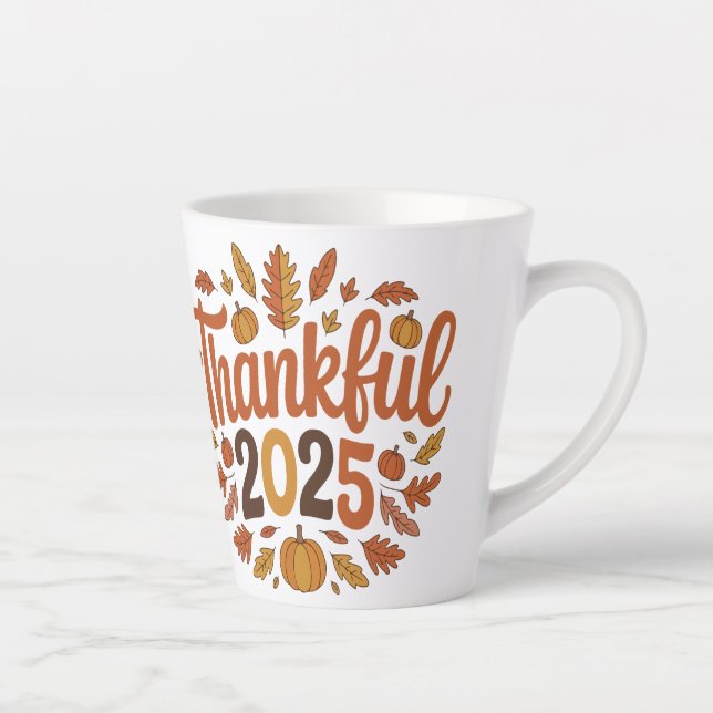 Taza De Café Latte Agradecimiento 2025 Agosto Calabaza de Acción de G (Derecha)