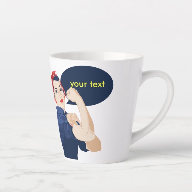 Taza De Café Latte Agrega tu propio texto a rosie la remachadora (Derecha)