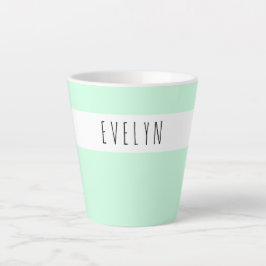 Taza De Café Latte Agregar su nombre Skinny Font Typography Mint Gree