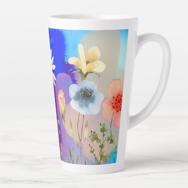 Taza De Café Latte Agua Flor silvestre arte natural (Derecha)