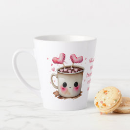 Taza De Café Latte Agua rosa y crema dulce caliente cacao amor