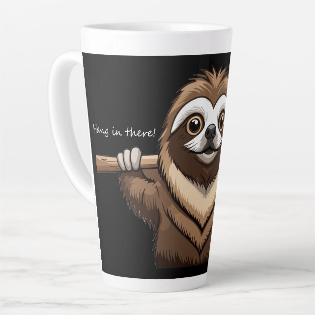 Taza De Café Latte "Aguanta": Palabras Motivadoras de Sloth (Ángulo izquierdo)