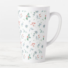 Taza De Café Latte Aguarela floral navideña tradicional festiva