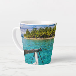 Taza De Café Latte Aguas tropicales turquesa Foto de la laguna Bora B