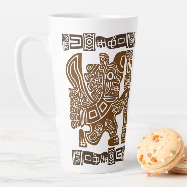 Taza De Café Latte Águila azteca guerrera arte tribal antiguo (In situ)