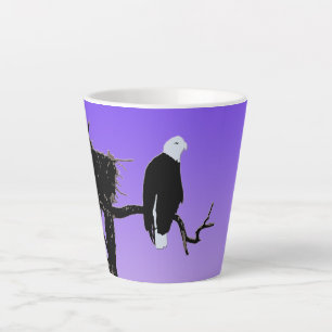 Taza De Café Latte Águila calva al atardecer - Original Arte de Vida