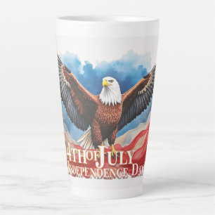 Taza De Café Latte Águila del 4 de Julio – Diseño de Arte Patriótico