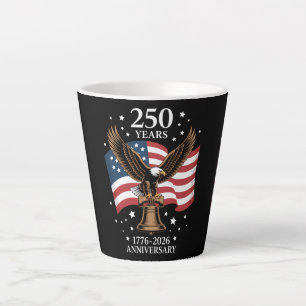 Taza De Café Latte Águila y Bandera 250 Años de América 1776-2026