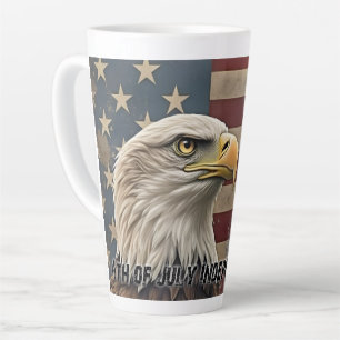 Taza De Café Latte Águila y bandera majestuosas: espíritu de libertad