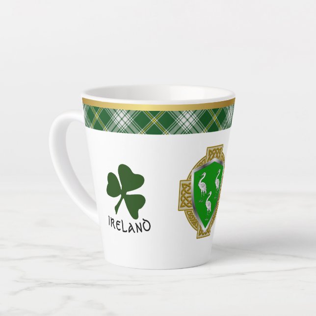 Taza De Café Latte Ahearne Irish Shield y Tartan Personalizado (Ángulo izquierdo)