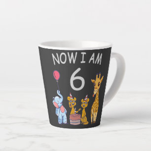 Taza De Café Latte Ahora tengo 6 años, 6 años, cumpleaños en el zooló