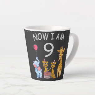 Taza De Café Latte Ahora tengo 9 años Cumpleaños 9 en el Zoológico
