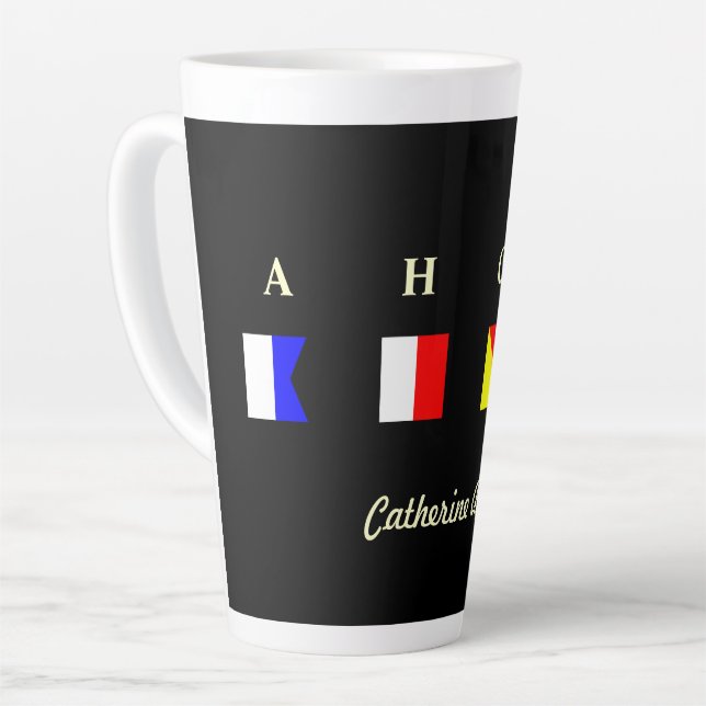 Taza De Café Latte AHOY Personalizado (Ángulo izquierdo)