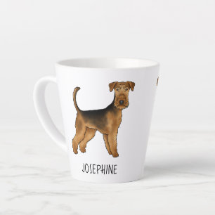 Taza De Café Latte Airedale Terrier Cute Cartog Perro Y Nombre Person