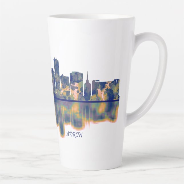 Taza De Café Latte Akron Skyline (Derecha)