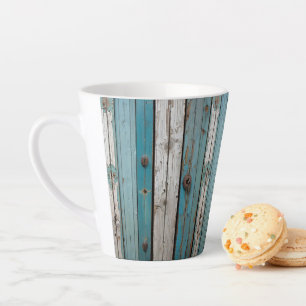 Taza De Café Latte Alambre de madera de pintura azul de pintura