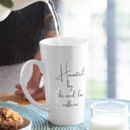 Taza De Café Latte Alarmado Por El Café Halloween Blanco