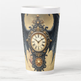 Taza De Café Latte Alas de la Eternidad – El Guardián Atemporal.