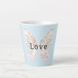 Taza De Café Latte Alas de mariposa rosada de bonito