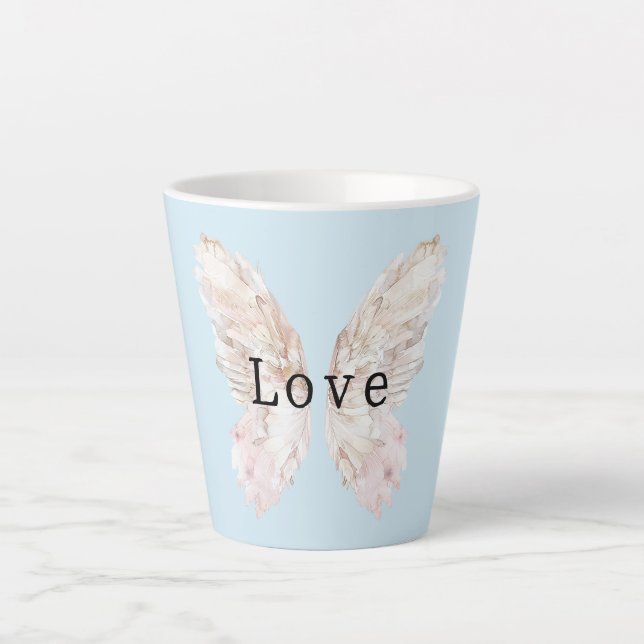Taza De Café Latte Alas de mariposa rosada de bonito (Anverso)