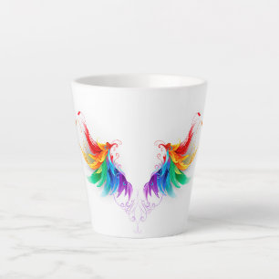 Taza De Café Latte Alas del arco iris fluidas