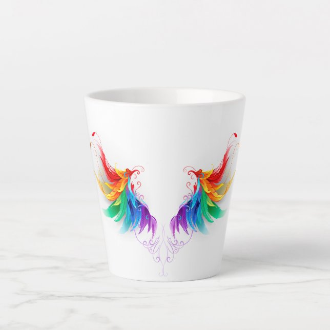 Taza De Café Latte Alas del arco iris fluidas (Anverso)
