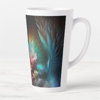 Taza De Café Latte Alas Del Arte De Ala Fractal Artilíneo Resumen
