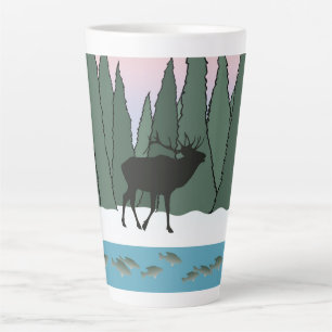 Taza De Café Latte Alce toro toro y toalla de baño de pescado conjunt